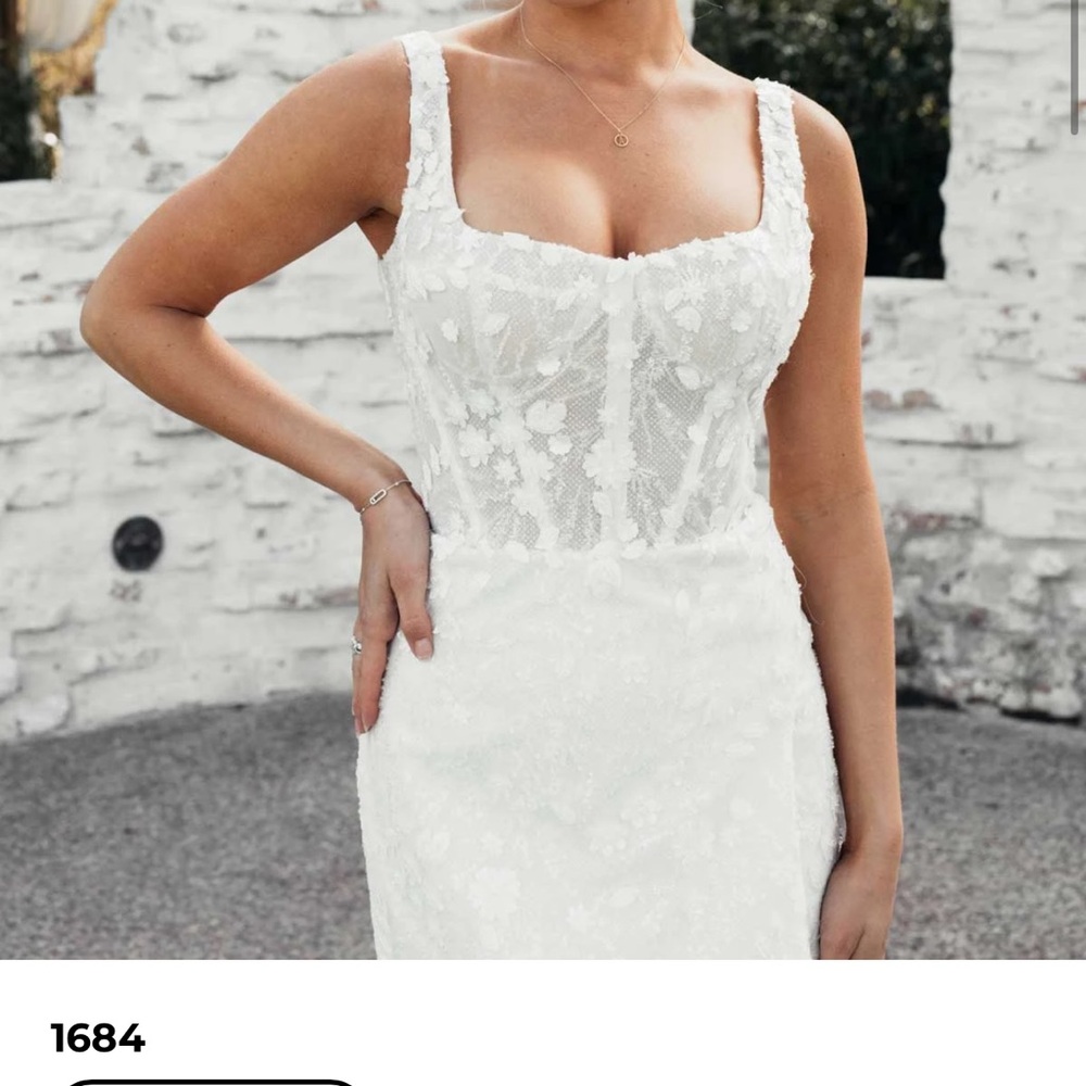Martina Liana White Embellished Ruffled Sheath Dress